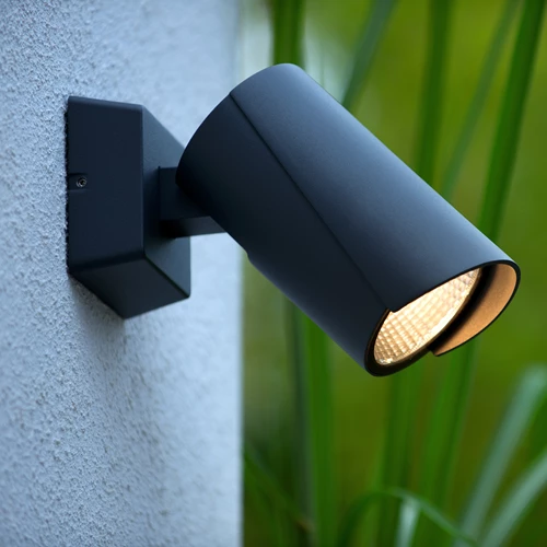 Lucide MANAL - Wandstrahler / Wandleuchte Innen/Außen - LED - 1x13W 3000K - IP65 - Anthrazit - Atmosphäre 1